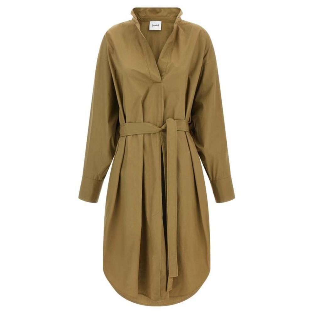 NUDE Brown Cotton Midi Women's Dress